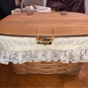 Longaberger Purse Basket with Lace Trim